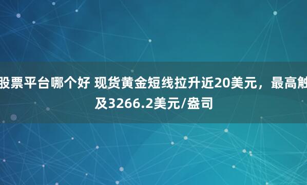 股票平台哪个好 现货黄金短线拉升近20美元，最高触及3266.2美元/盎司