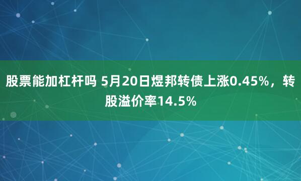 股票能加杠杆吗 5月20日煜邦转债上涨0.45%，转股溢价率14.5%