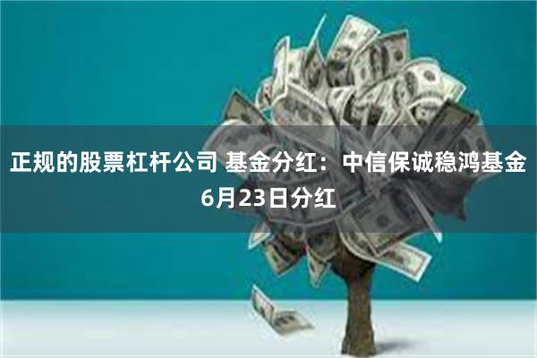 正规的股票杠杆公司 基金分红：中信保诚稳鸿基金6月23日分红