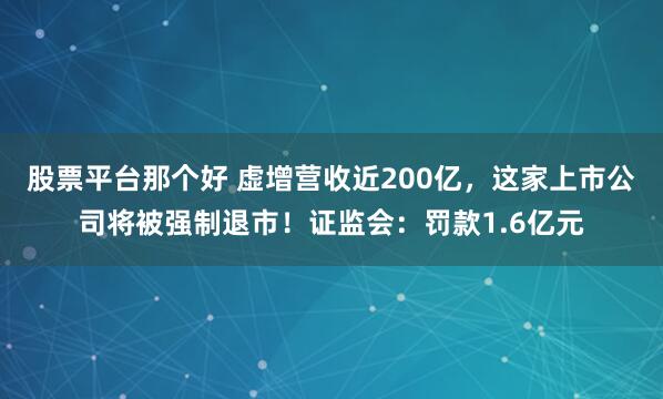股票平台那个好 虚增营收近200亿，这家上市公司将被强制退市！证监会：罚款1.6亿元
