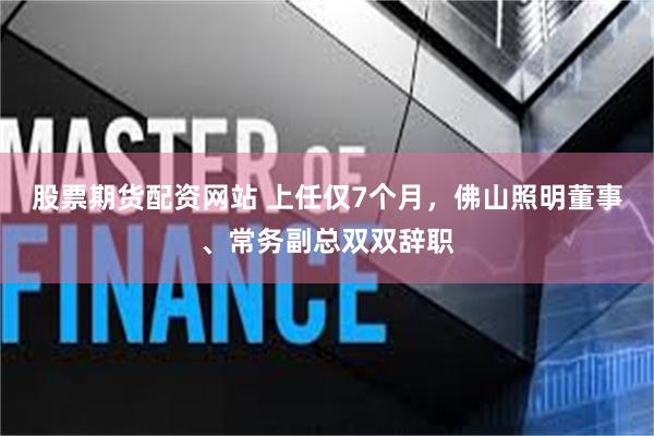 股票期货配资网站 上任仅7个月，佛山照明董事、常务副总双双辞职